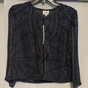 Parker Navy Beaded Blouse